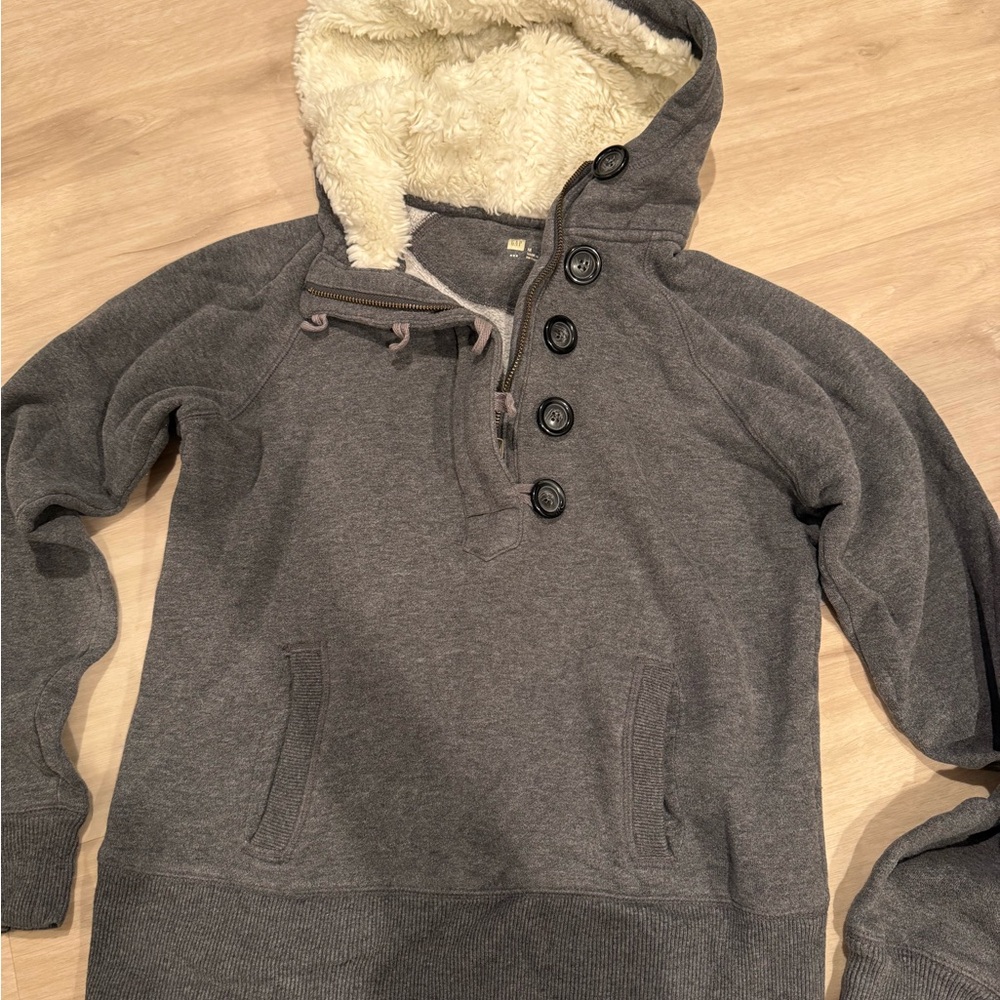 GAP Charcoal Hoodie with Faux Fur Lining